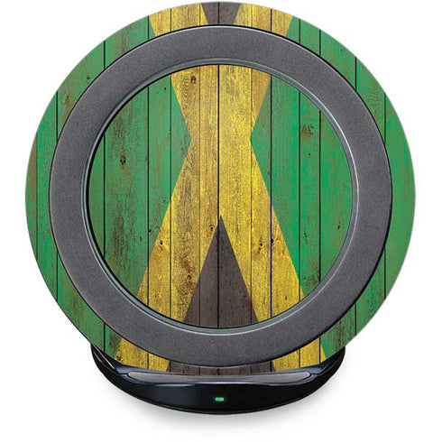 Jamaican Flag Dark Wood Fast Charge Wireless Charging Stand Skin